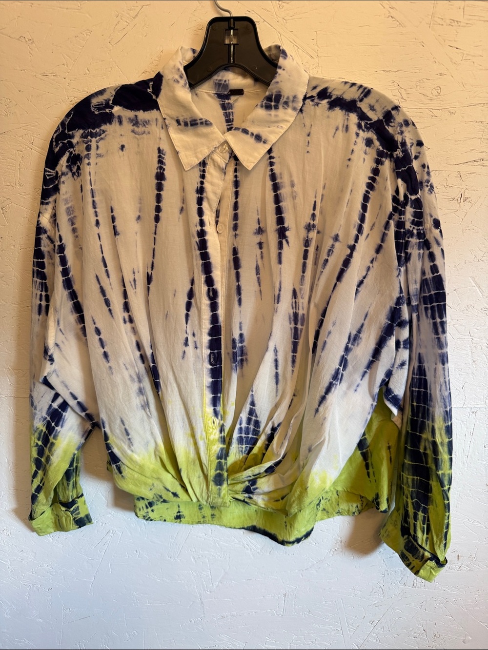 Young Fabulous & Broke Navy and Lime Tie-Dye Button Down Shirt